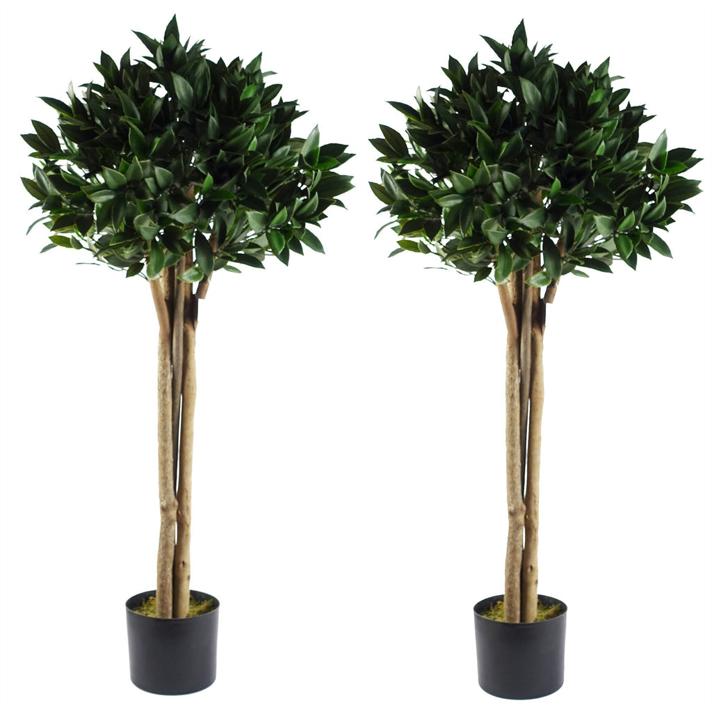 120cm Pair of Bay Tree Laurel UV Resistant Outdoor Topiary