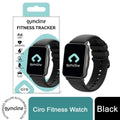 Black Gymcline Fitness Tracker featuring 25 sports modes and IP68 water protection on a sleek display.