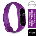 Purple Aquarius Fitness Tracker featuring heart rate monitor and OLED display on a sleek design.