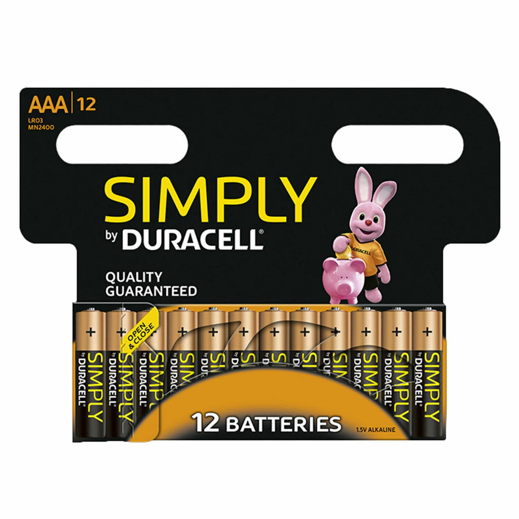 Duracell Simply AAA Non Rechargeable Batteries - 12 Pack - 1.5V Alkaline