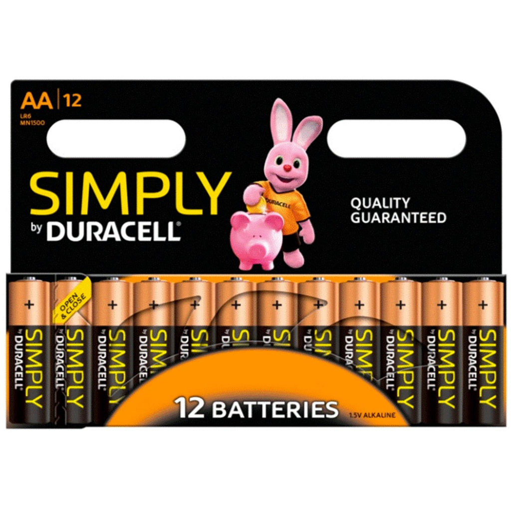 Duracell Simply AA Non Rechargeable Batteries - 12 Pack - 1.5V Alkaline