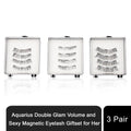 Aquarius Double Glam Volume and Sexy Magnetic Eyelash Giftset with three pairs of lashes displayed in elegant packaging.