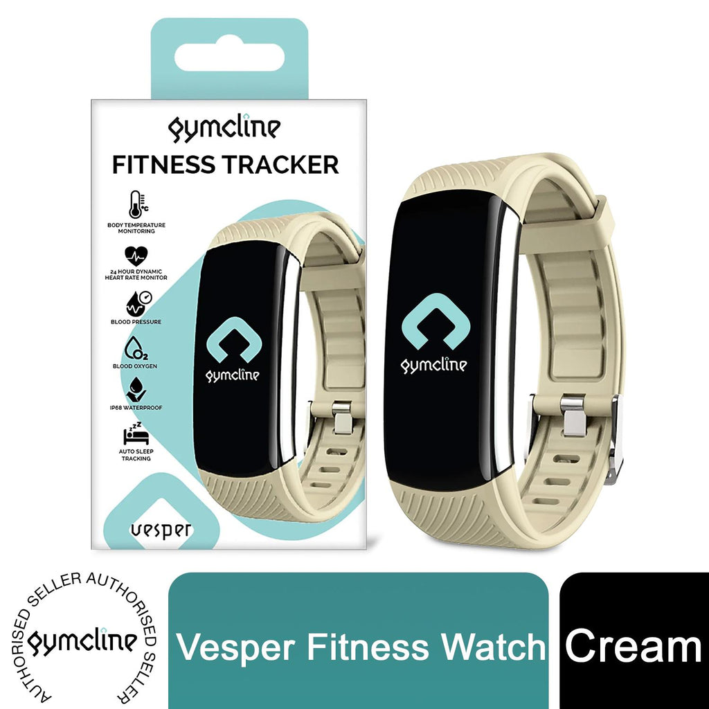 Gymcline Vesper Fitness Tracker in cream, featuring body temperature monitoring and a sleek design for active lifestyles.