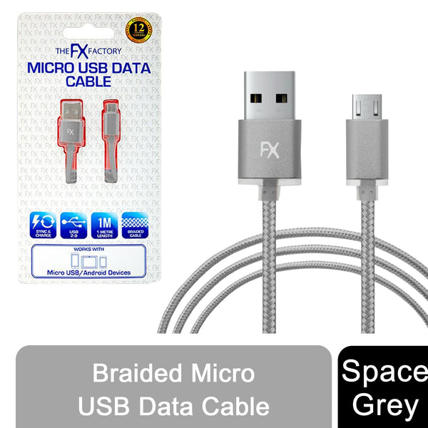 Braided Micro USB Data Cable - Durable Charging Cable - Multiple Colours