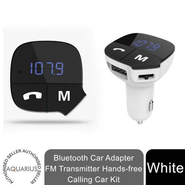 Bluetooth FM Transmitter - Hands-Free Car Kit - White