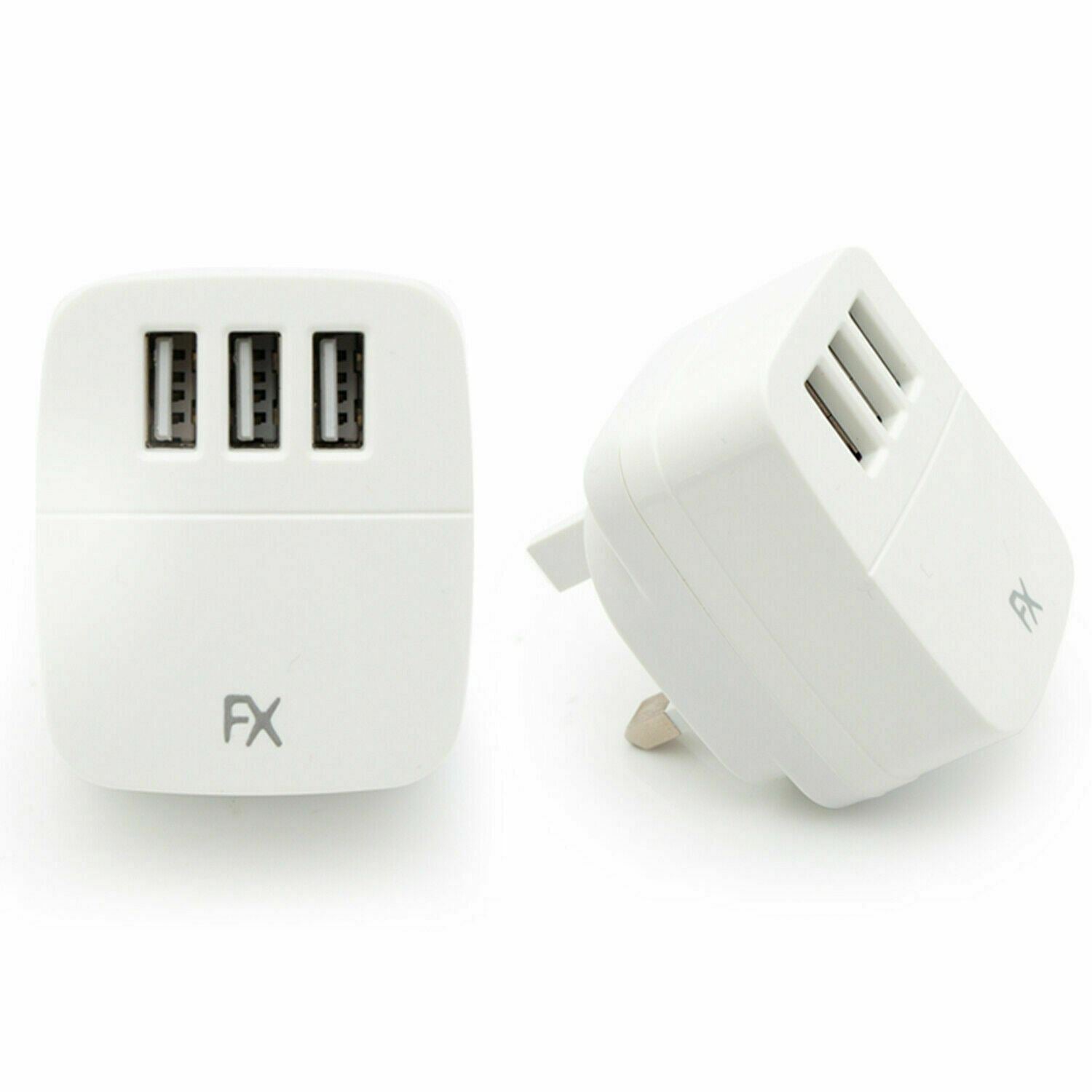 Aquarius 3 Port USB Mains Charger in white, designed for multi-device charging at 3.1Amp power output.