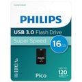 Philips USB 3.0 Pico Edition Flash Drive in black, 16GB capacity, ultra-compact design for easy portability.