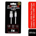 White 1.2m USB data charger cable for Micro USB by TechHub, designed for syncing and charging devices.