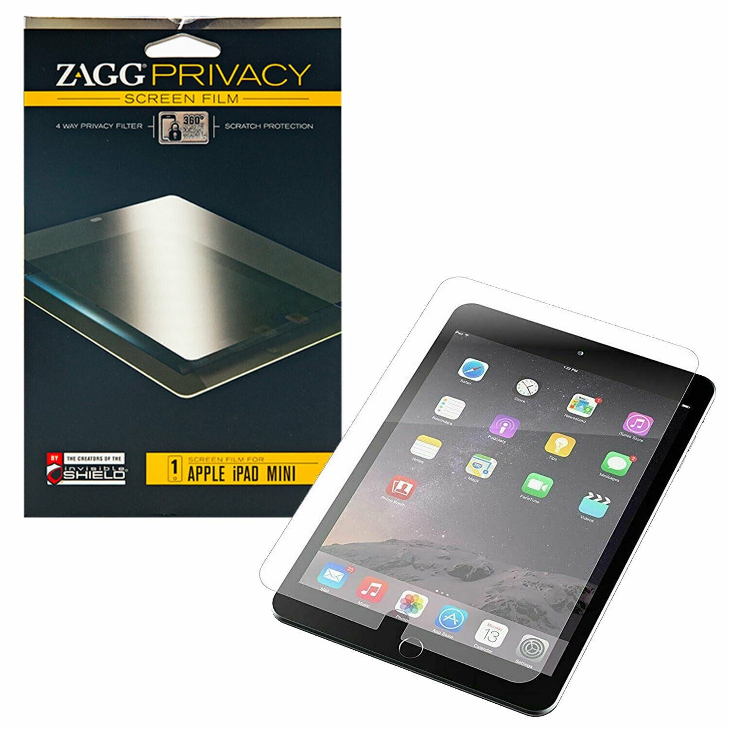 ZAGG Glass Elite Privacy Screen Protector for Apple iMac mini, showcasing a sleek design and clear display protection.