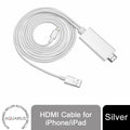 Aquarius Full HD HDMI connector cable in silver, designed for screen mirroring with phone and pad devices.