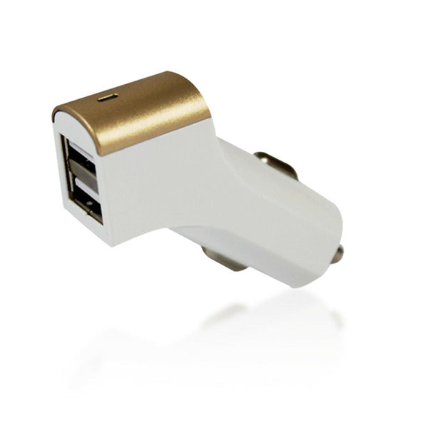 Twin Socket USB 2.1A Car Charger - Gold - Dual Port Fast Charging