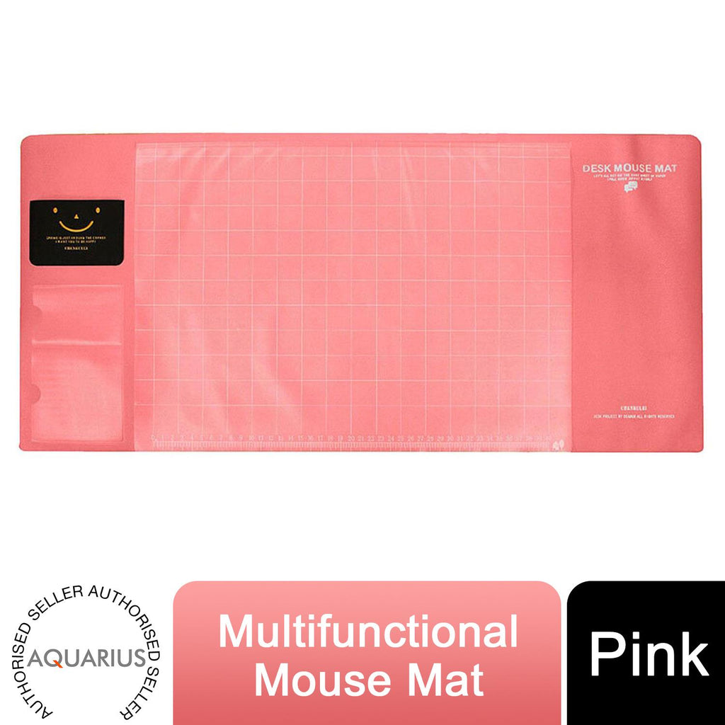 Pink multifunctional eco-friendly office desk mouse mat by Aquarius, made of PVC and DS material, featuring a smooth surface.