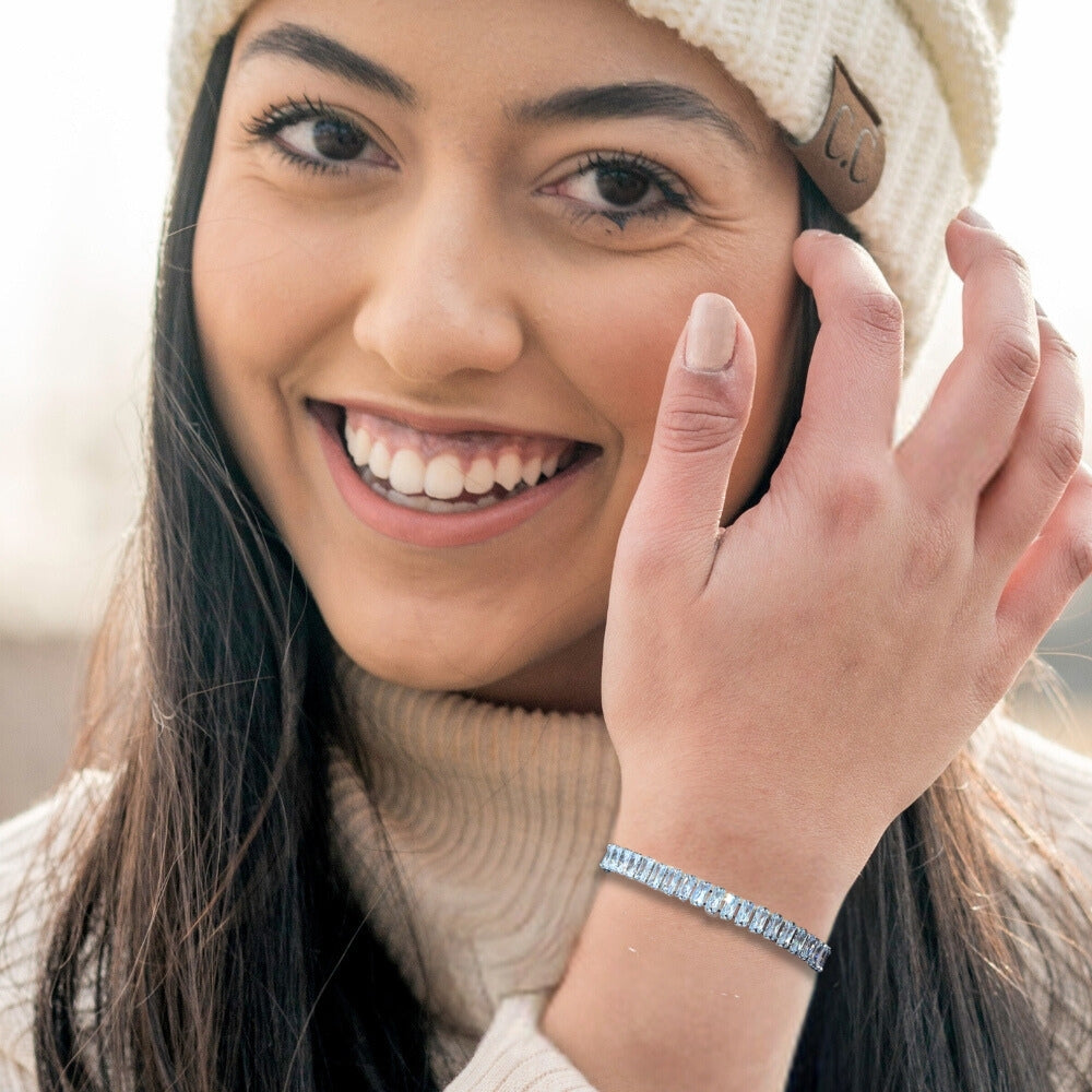 Cubic Zirconia Classic Tennis Bracelet - Platinum Plated - Nickel Free