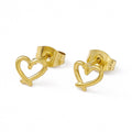Small Gold Heart Stud Earrings - Gold Plated Stainless Steel - 6×7mm