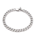 Mens Curb Chain Bracelet - Stainless Steel - Silver - 9 Inches