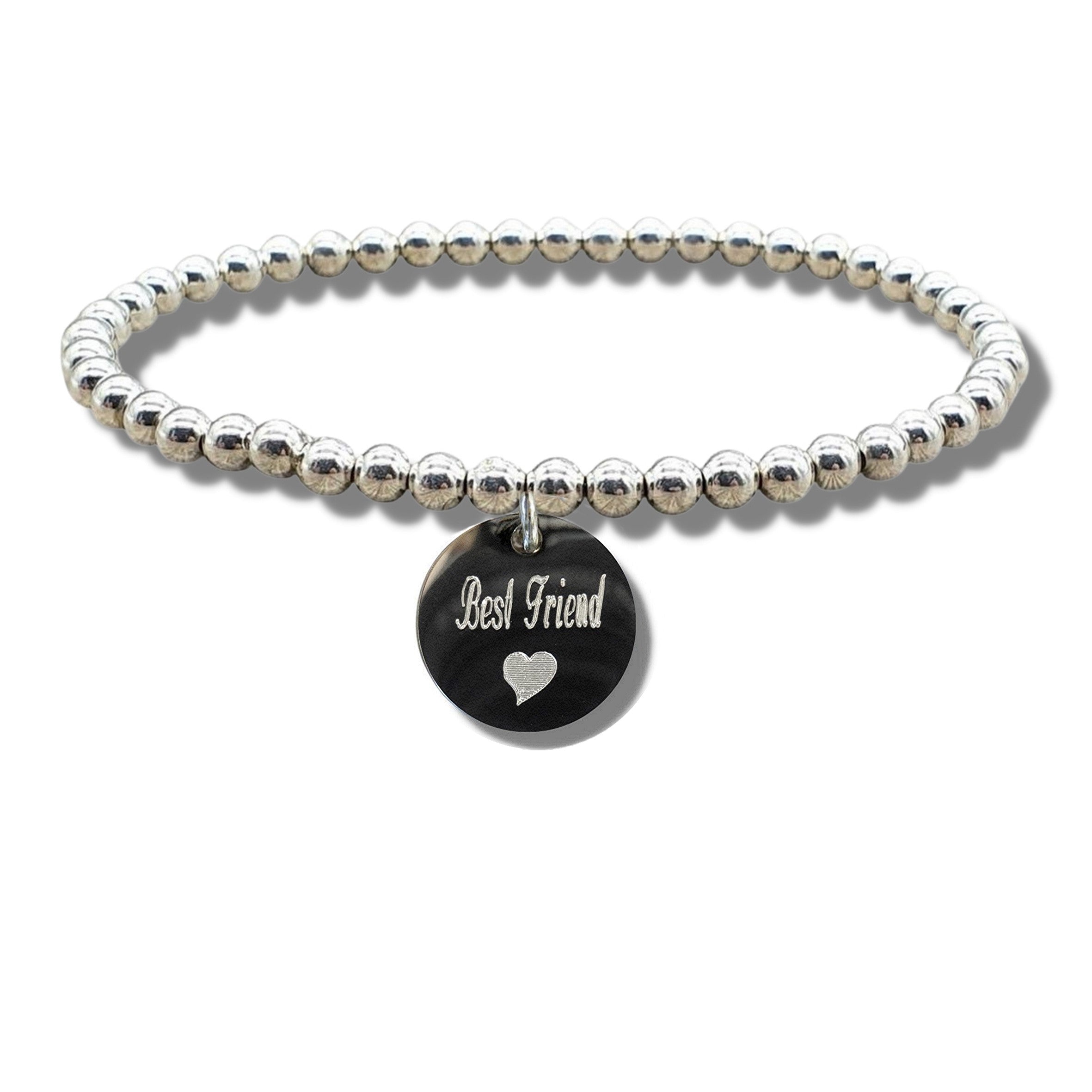 Best Friend Disc Bracelet & Heart Symbol - Engraved Stainless Steel