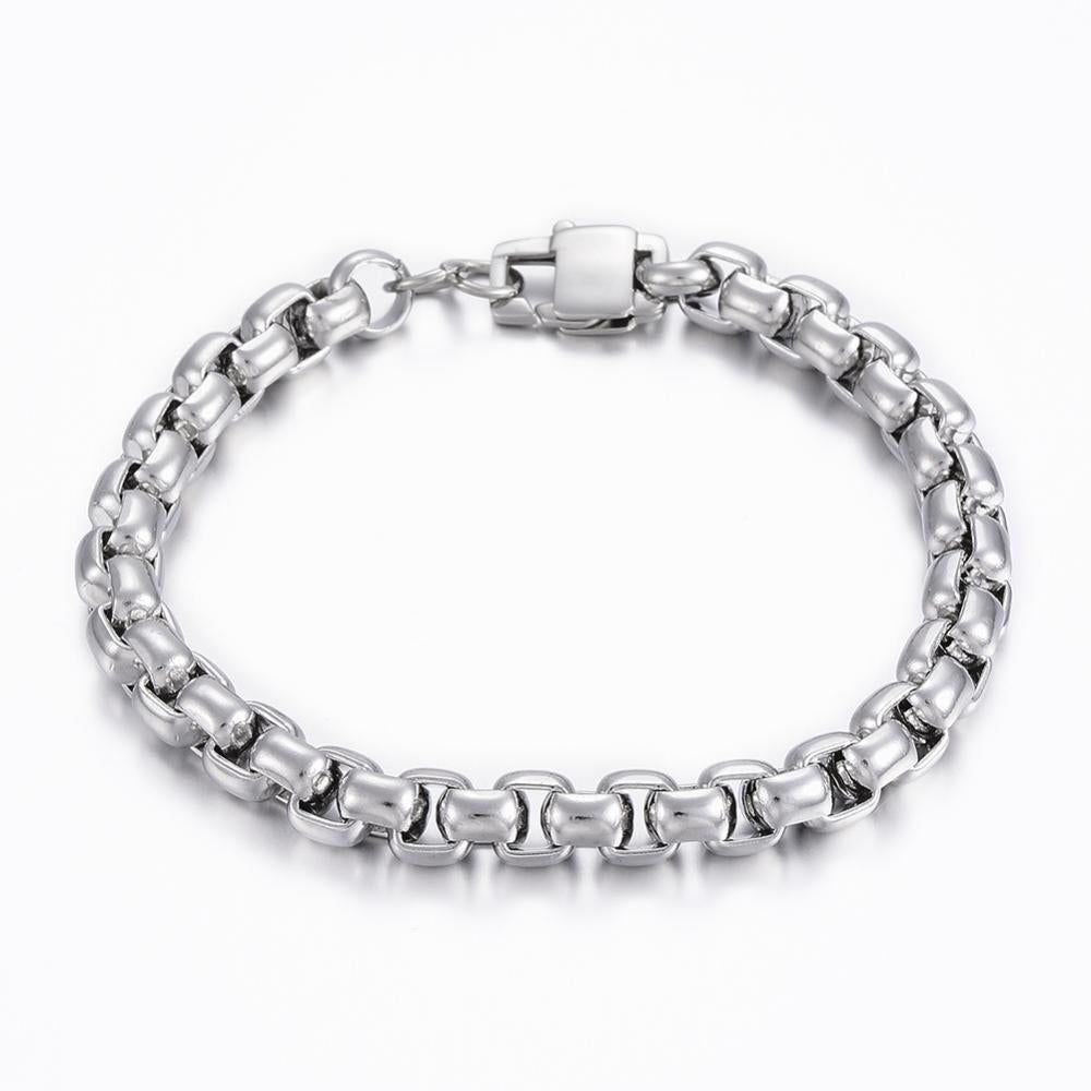 Mens Silver Box Chain Bracelet
