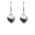 Silver Puff Heart Drop Earrings - Sterling Silver Plated - Nickel Free