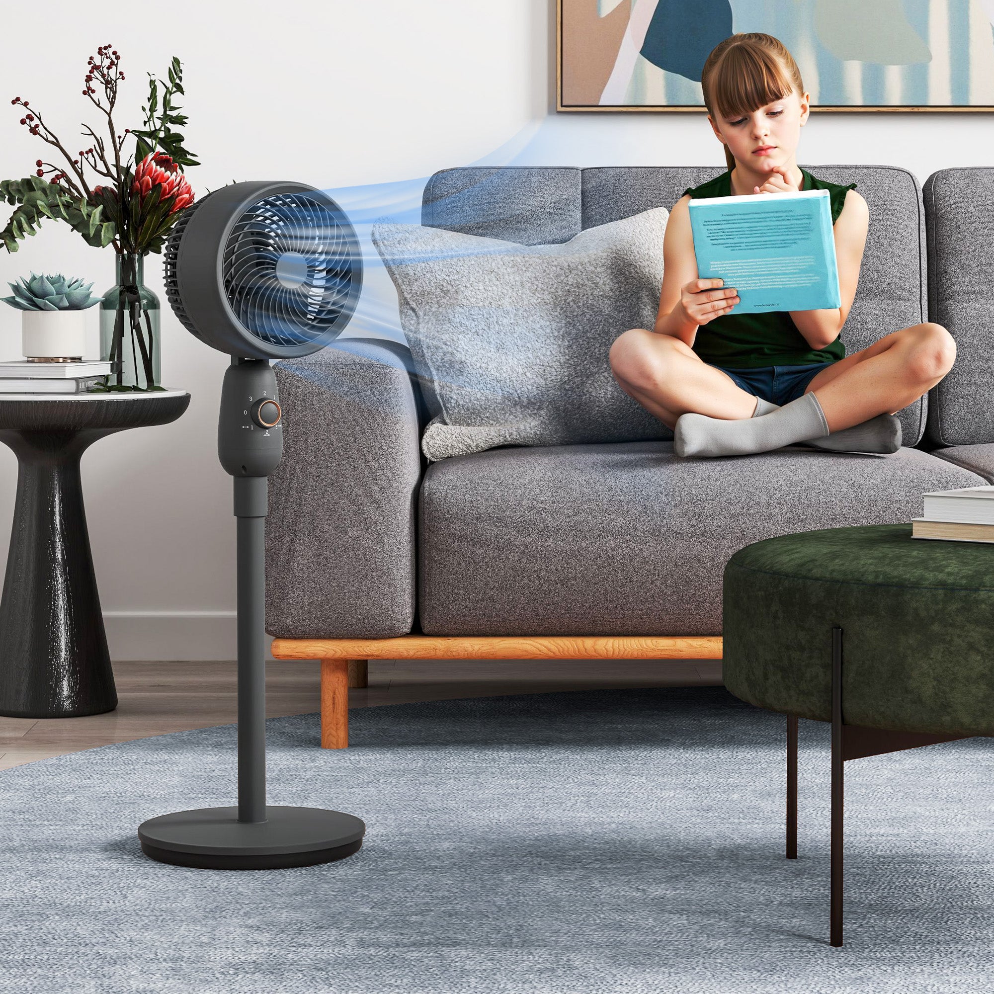 Air Circulator Fan - Three-Speed Cooling & Oscillation for Comfortable Airflow
