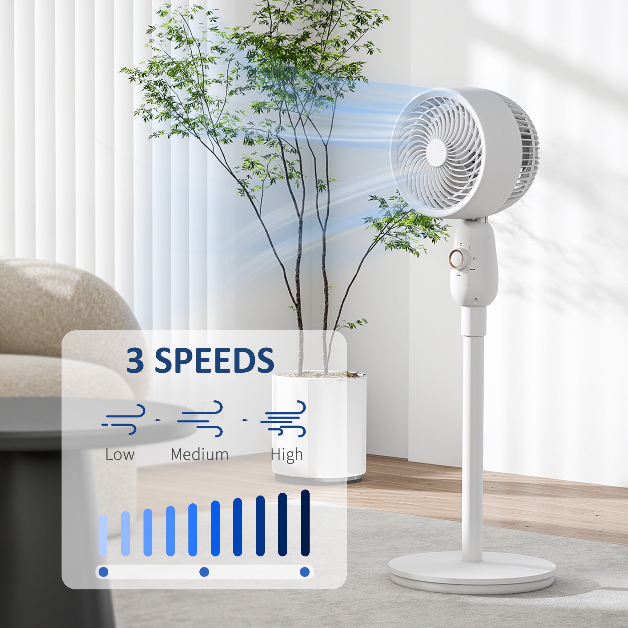 White Oscillating Air Circulator - 3-Speed Cooling & Ventilation Fan