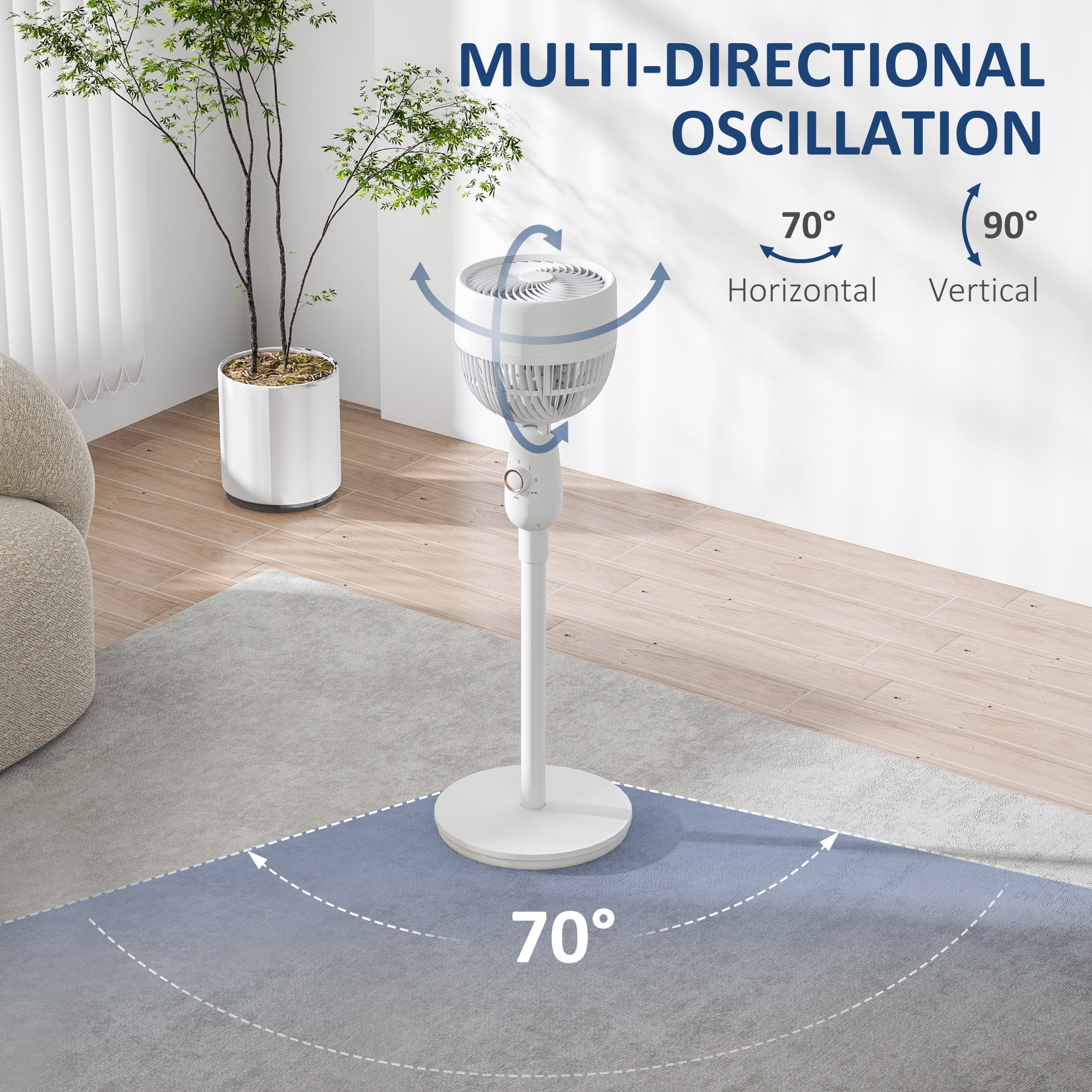 White Oscillating Air Circulator - 3-Speed Cooling & Ventilation Fan