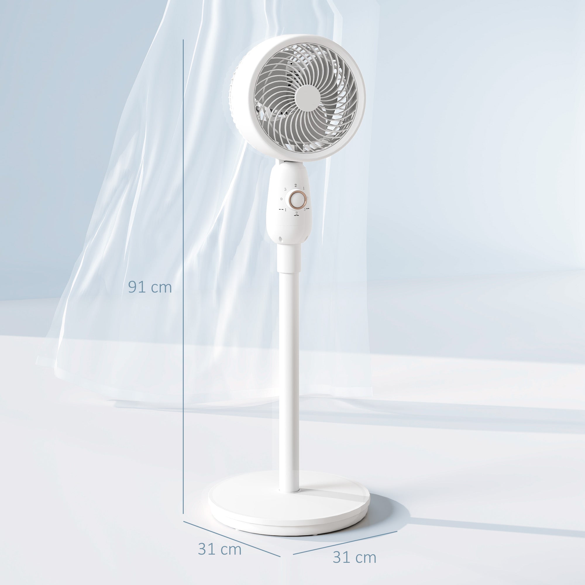 White Oscillating Air Circulator - 3-Speed Cooling & Ventilation Fan