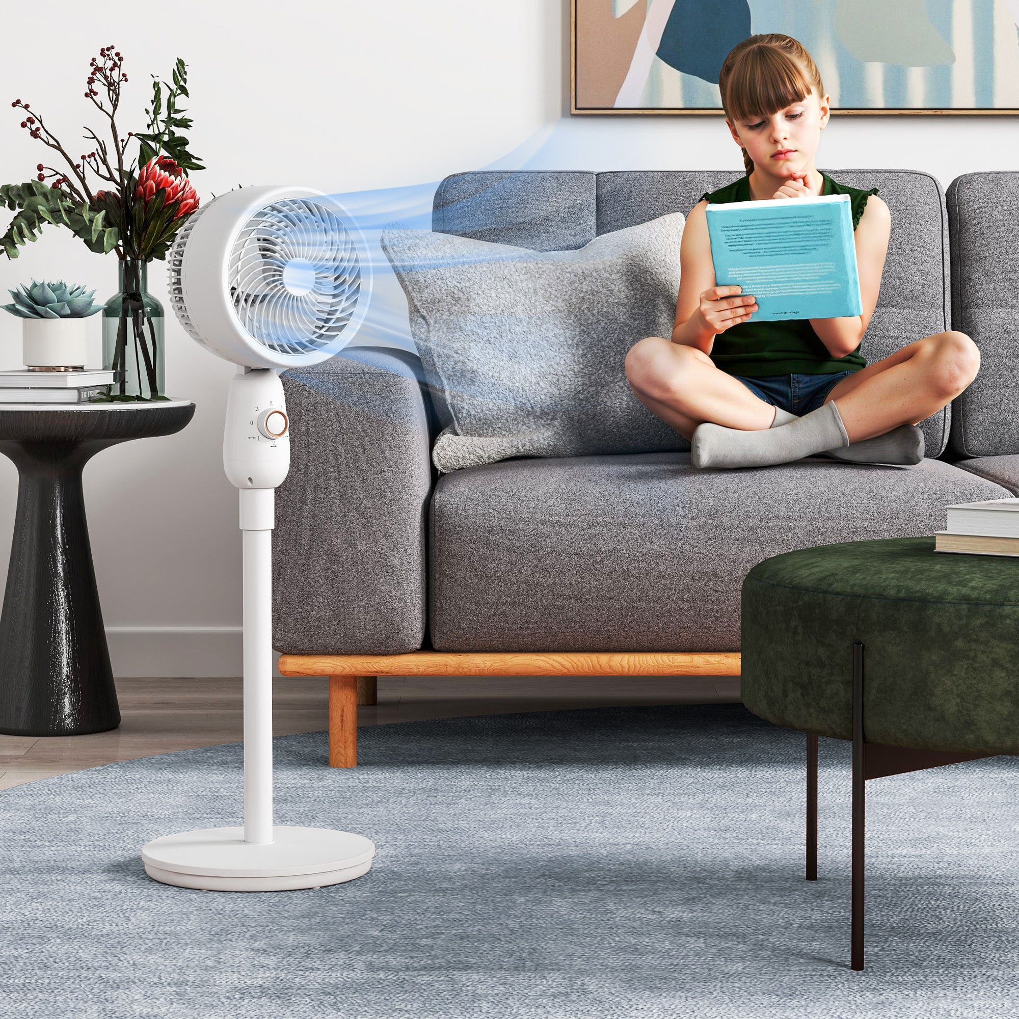 White Oscillating Air Circulator - 3-Speed Cooling & Ventilation Fan