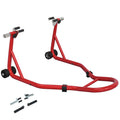 Rear Motorcycle Paddock Stand with U & L Shaped Adapters - 200kg Capacity - Red