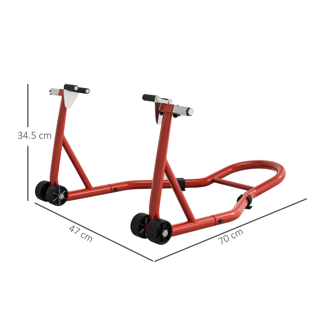 Rear Motorcycle Paddock Stand with U & L Shaped Adapters - 200kg Capacity - Red