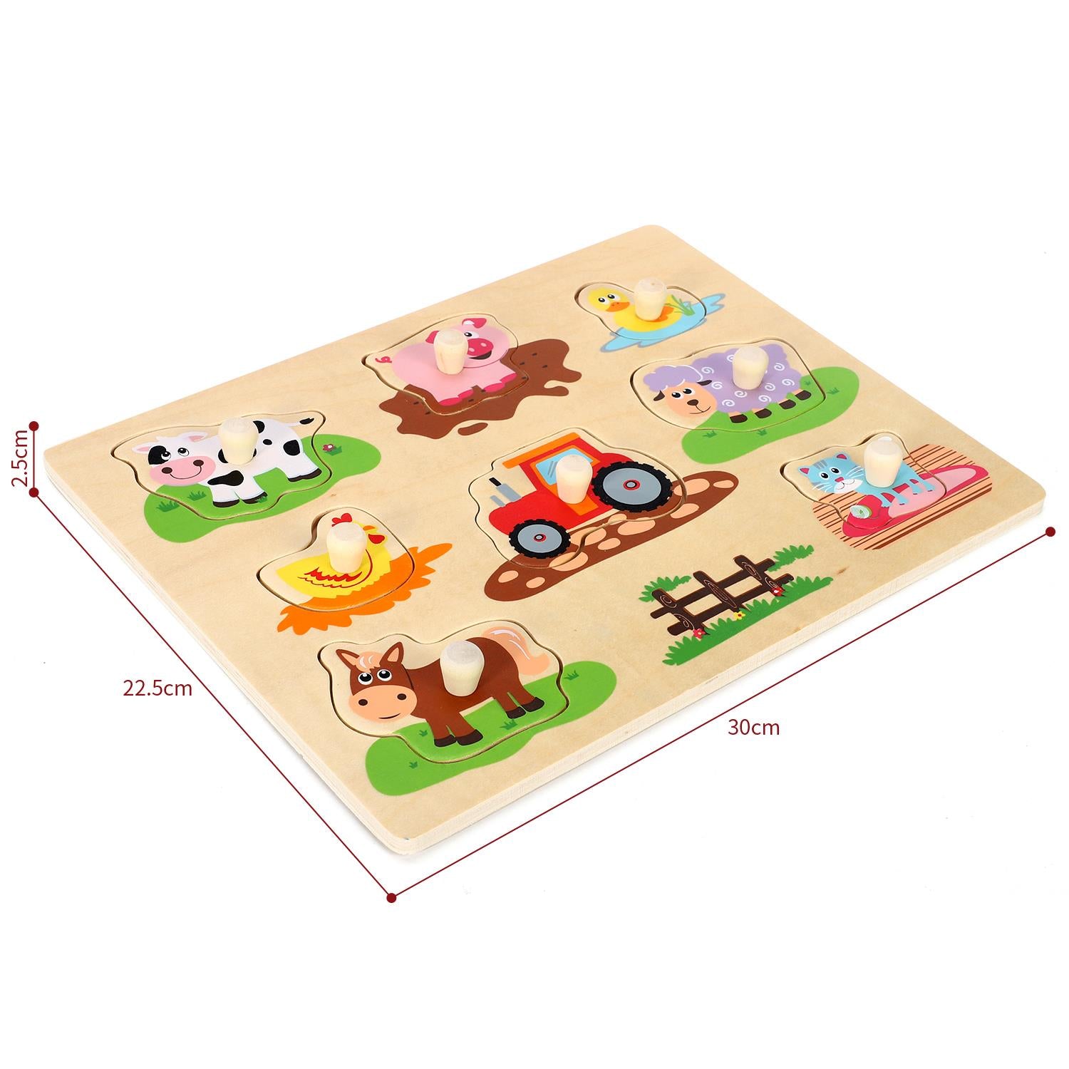 SOKA Farm Peg Puzzle featuring colorful animals and shapes, designed for interactive learning and play.