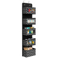 Black 5-tier hanging organizer by Vinsani, designed for over-door storage, showcasing a sleek and functional design.
