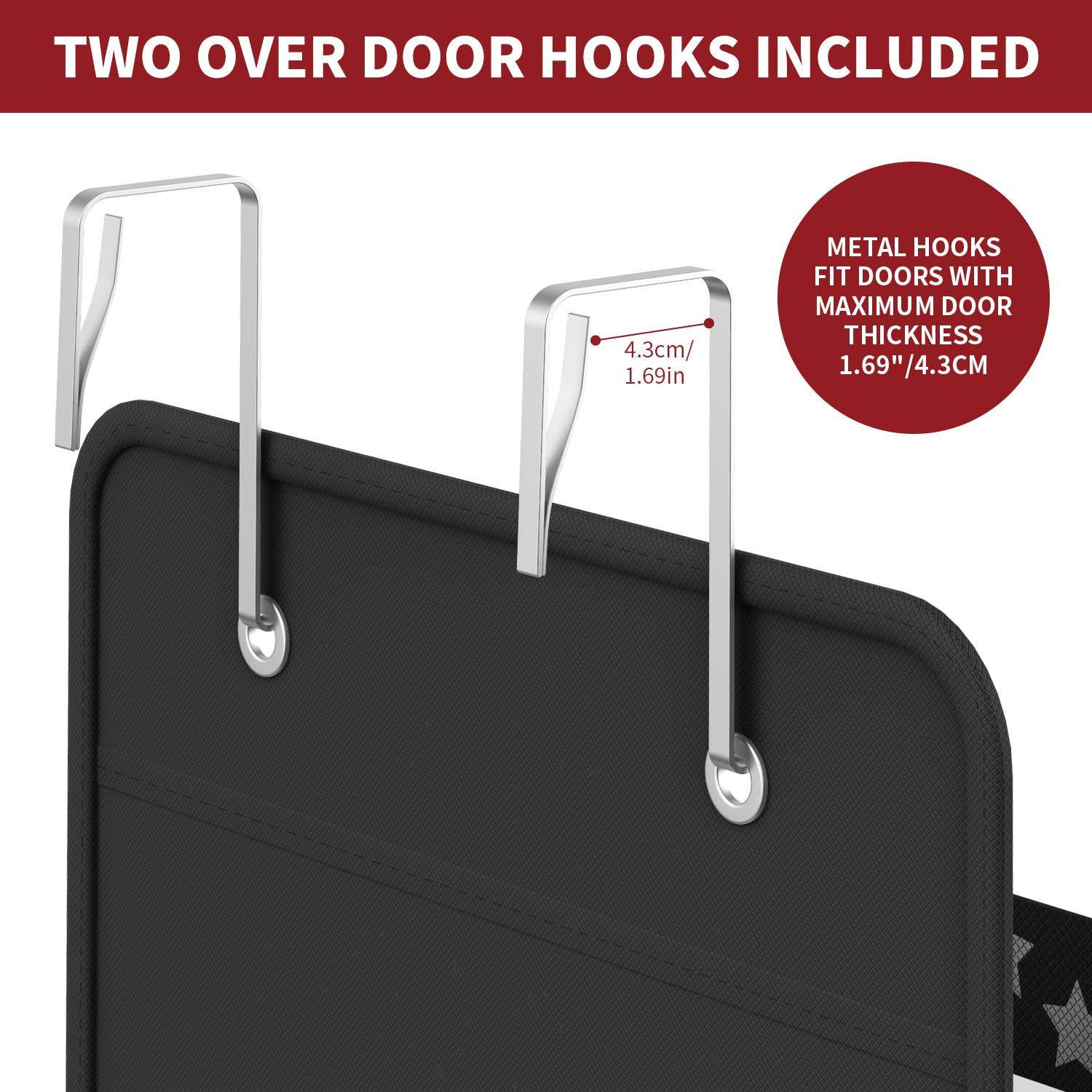 5-tier black hanging organizer from Vinsani, designed for over-door storage, measuring 126cm in height.