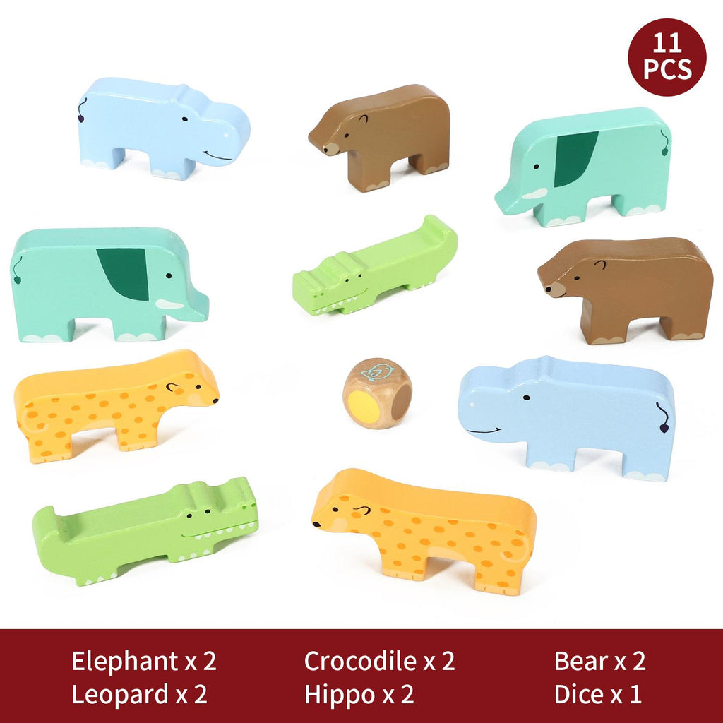 Wild Animal Stacking Game - Wooden Balance Toy for Kids