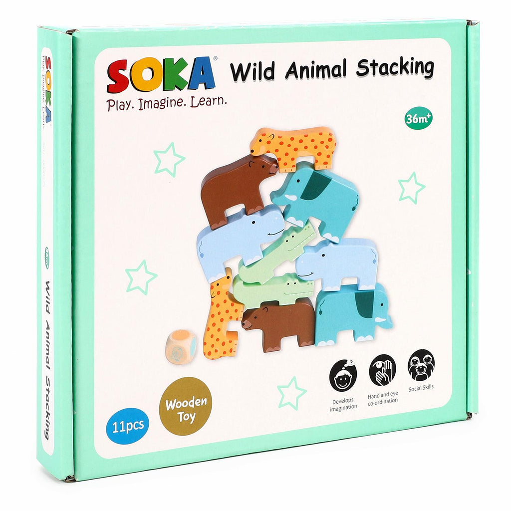 Wild Animal Stacking Game - Wooden Balance Toy for Kids