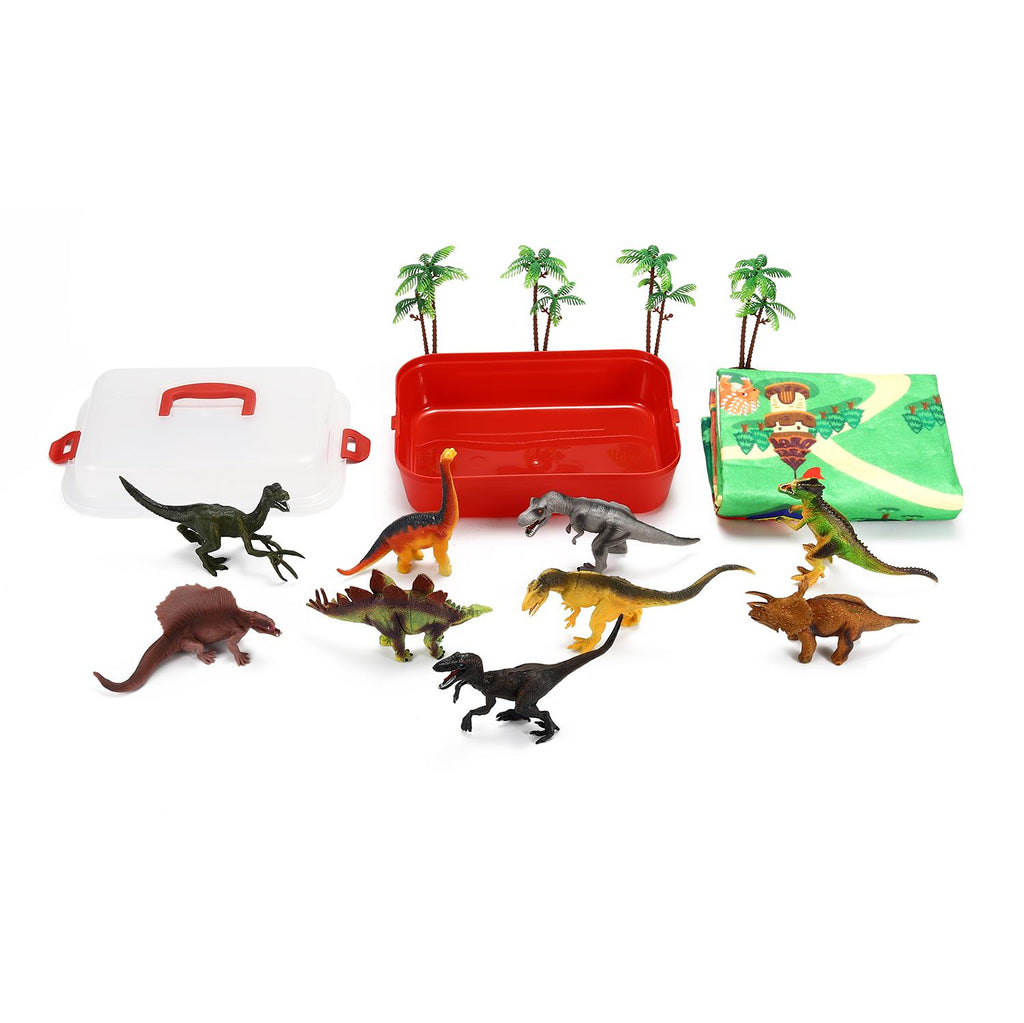 Dinosaur playset featuring 9 figures and a playmat, themed around Jurassic Park by SOKA Play Imagine Learn.