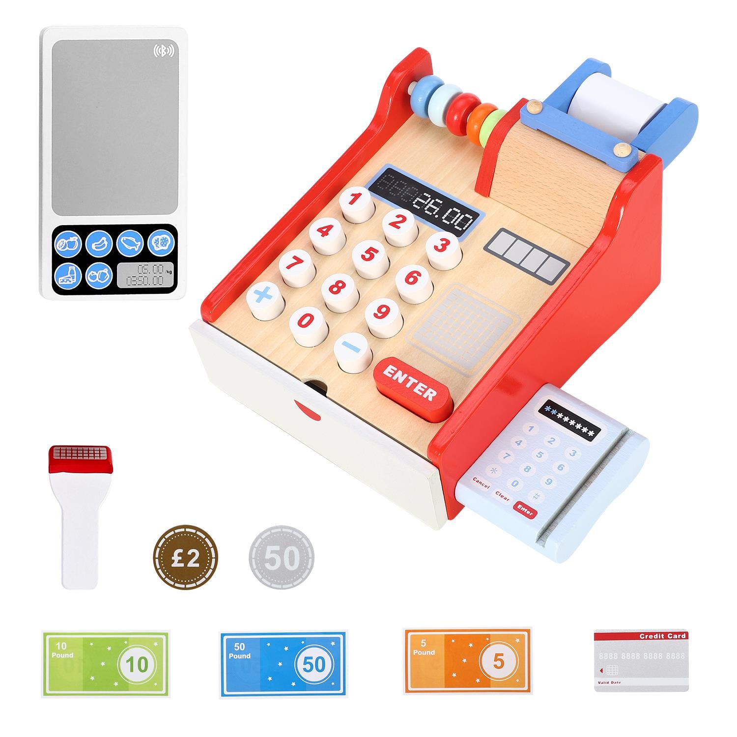 SOKA MY CASH REGISTER toy from FunZone, featuring colorful buttons and a display for imaginative play.