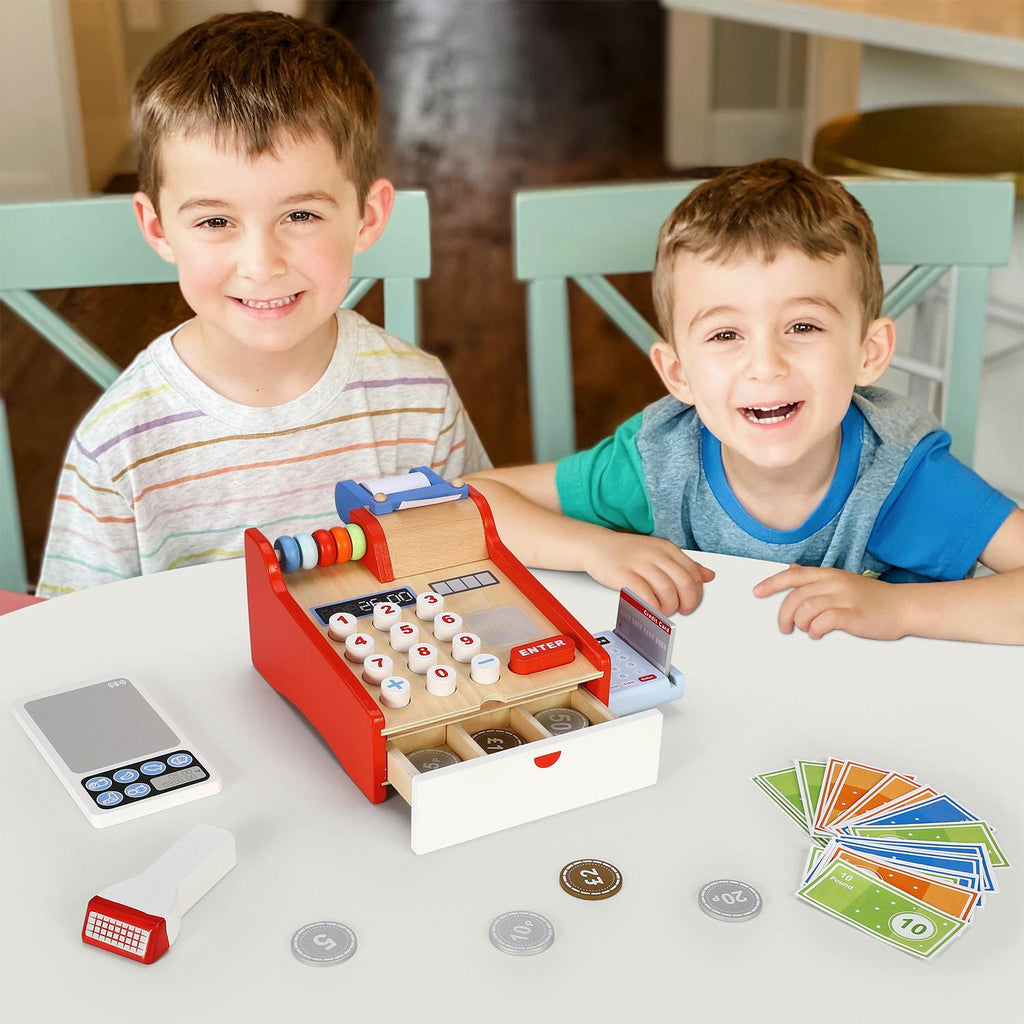 SOKA MY CASH REGISTER 0000268 from FunZone, featuring a colorful design with buttons and a display for imaginative play.
