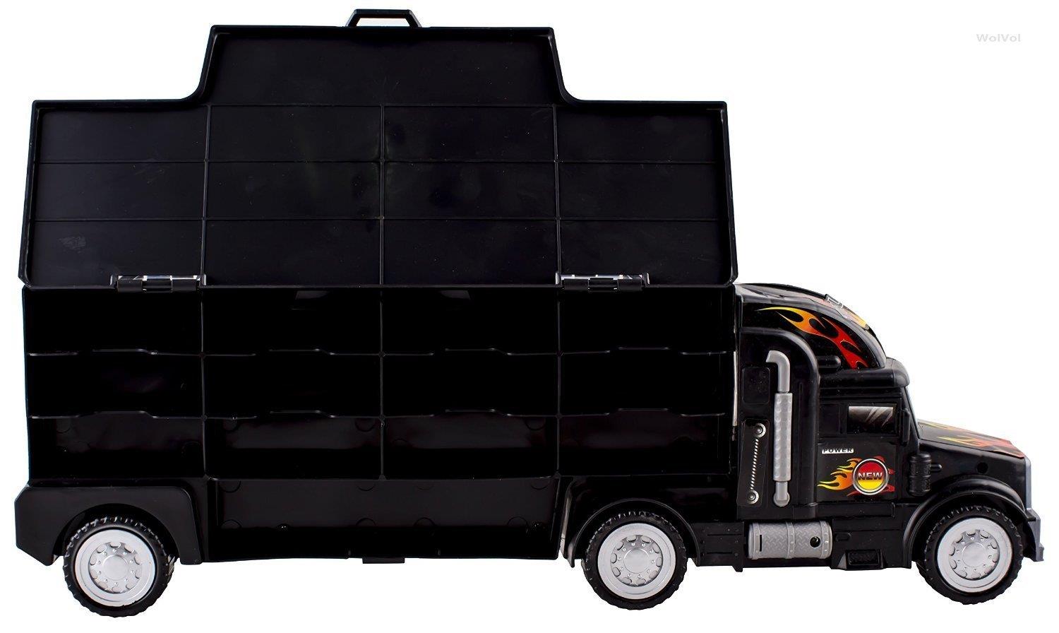SOKA Transporter Truck 0009523 in vibrant colors, showcasing multiple toy vehicles on a fun, sturdy truck bed.