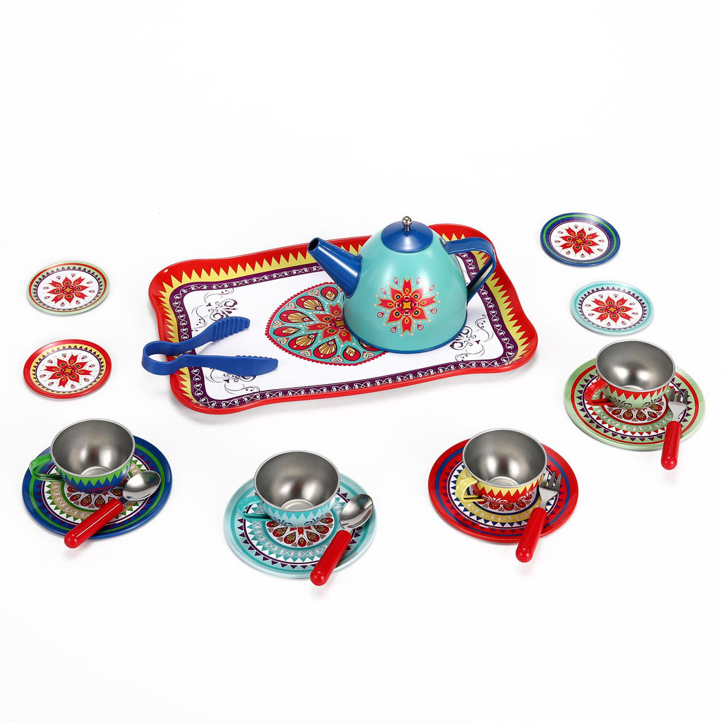SOKA Afternoon Party Tea Set featuring colorful cups and teapot, ideal for imaginative play and tea parties.