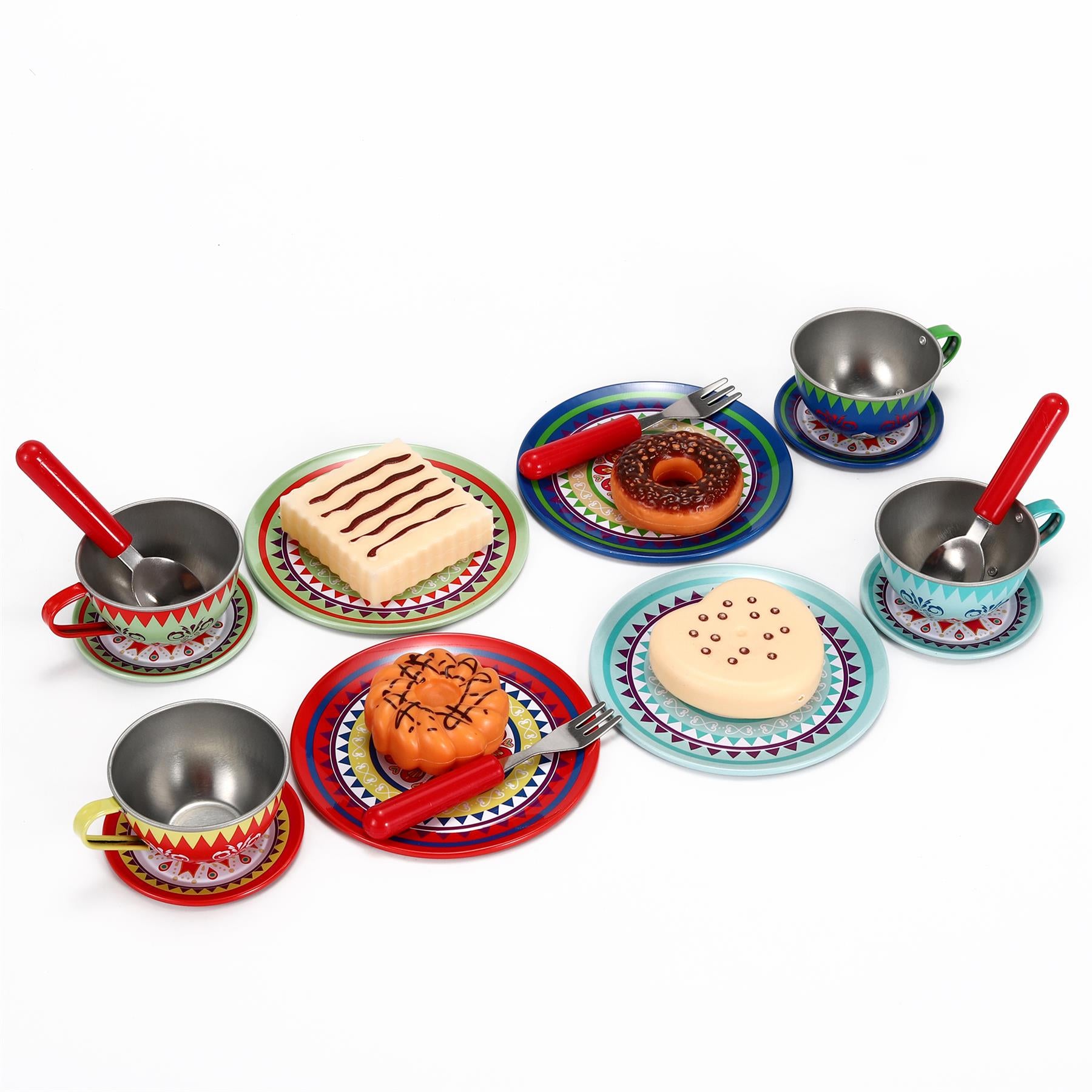 SOKA Afternoon Party Tea Set featuring colorful cups, teapot, and accessories on a vibrant table setting.