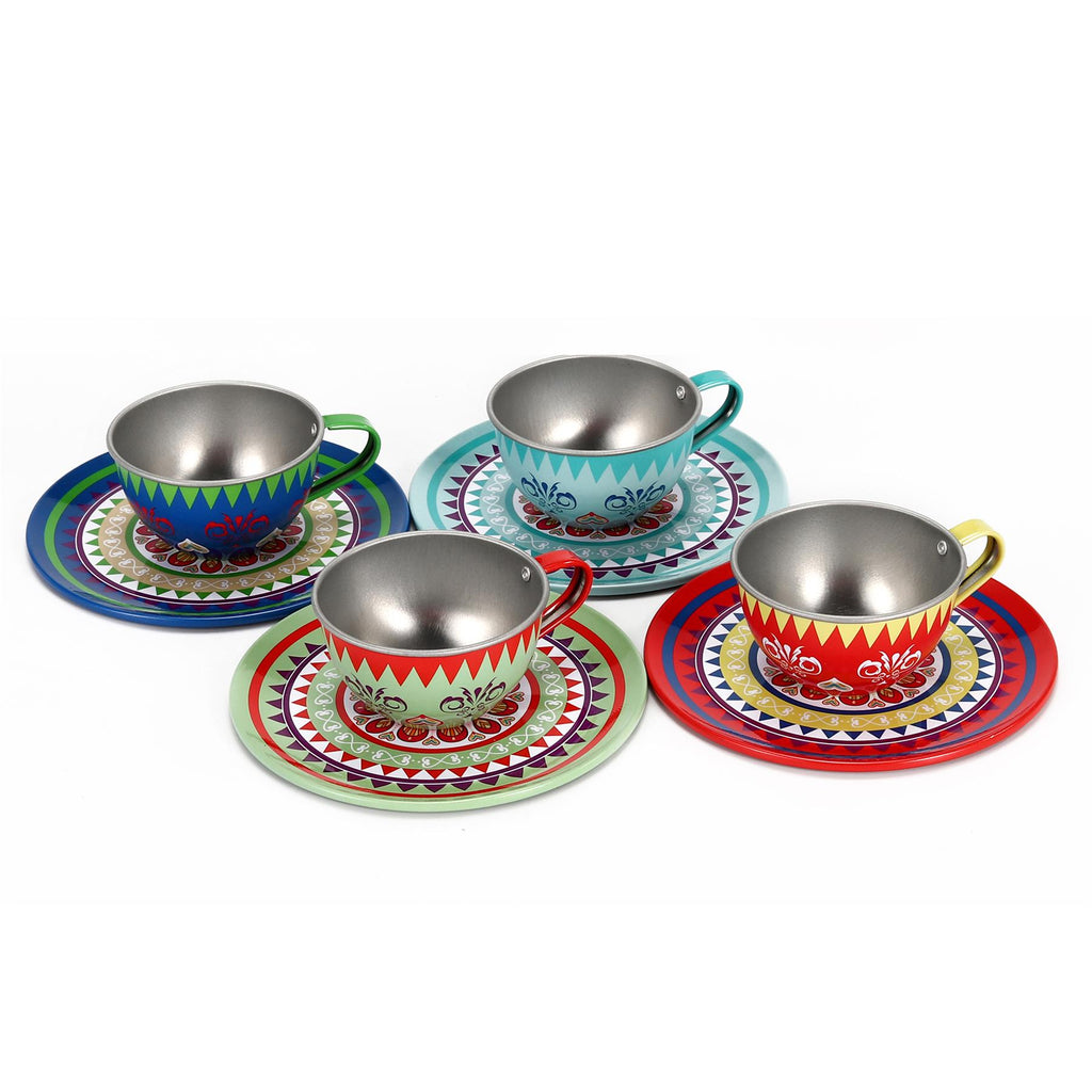SOKA Afternoon Party Tea Set with colorful cups and teapot for imaginative play by SOKA Play Imagine Learn.