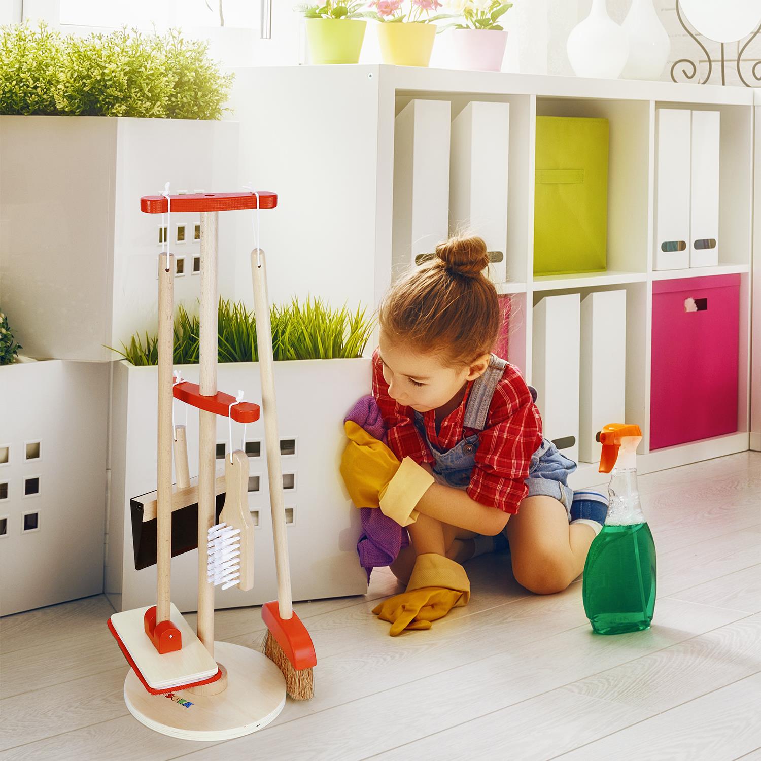 Lelin FunZone SOKA cleaning kit with colorful tools and accessories for imaginative play and learning.