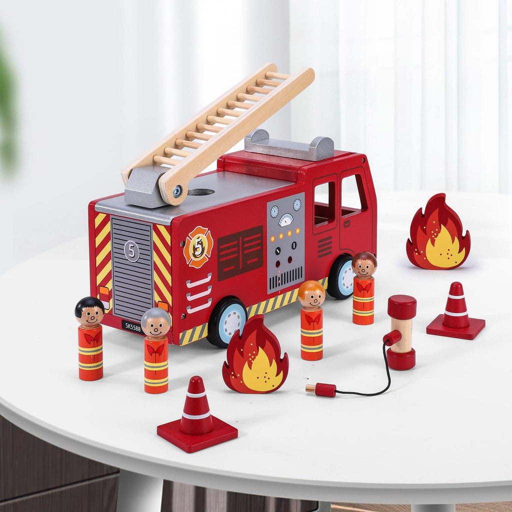 Red SOKA Fire Engine 1010115 with colorful details, part of FunZone toys by SOKA Play Imagine Learn.