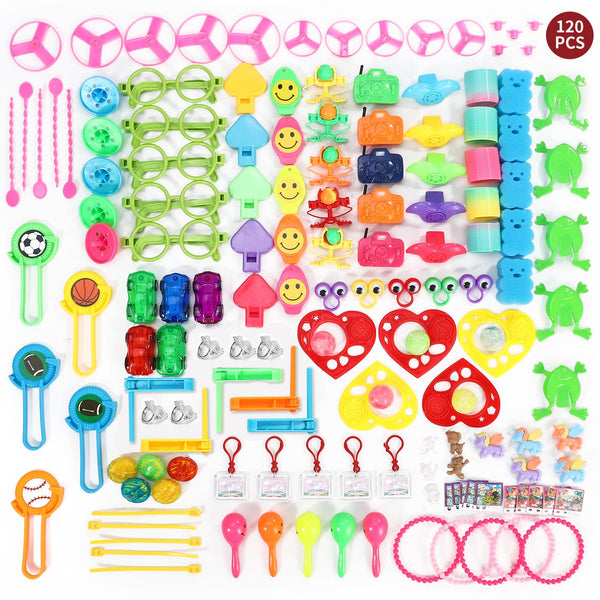 120-piece eco-friendly party bag favor pack by SOKA Play, featuring 24 unique designs for festive celebrations.