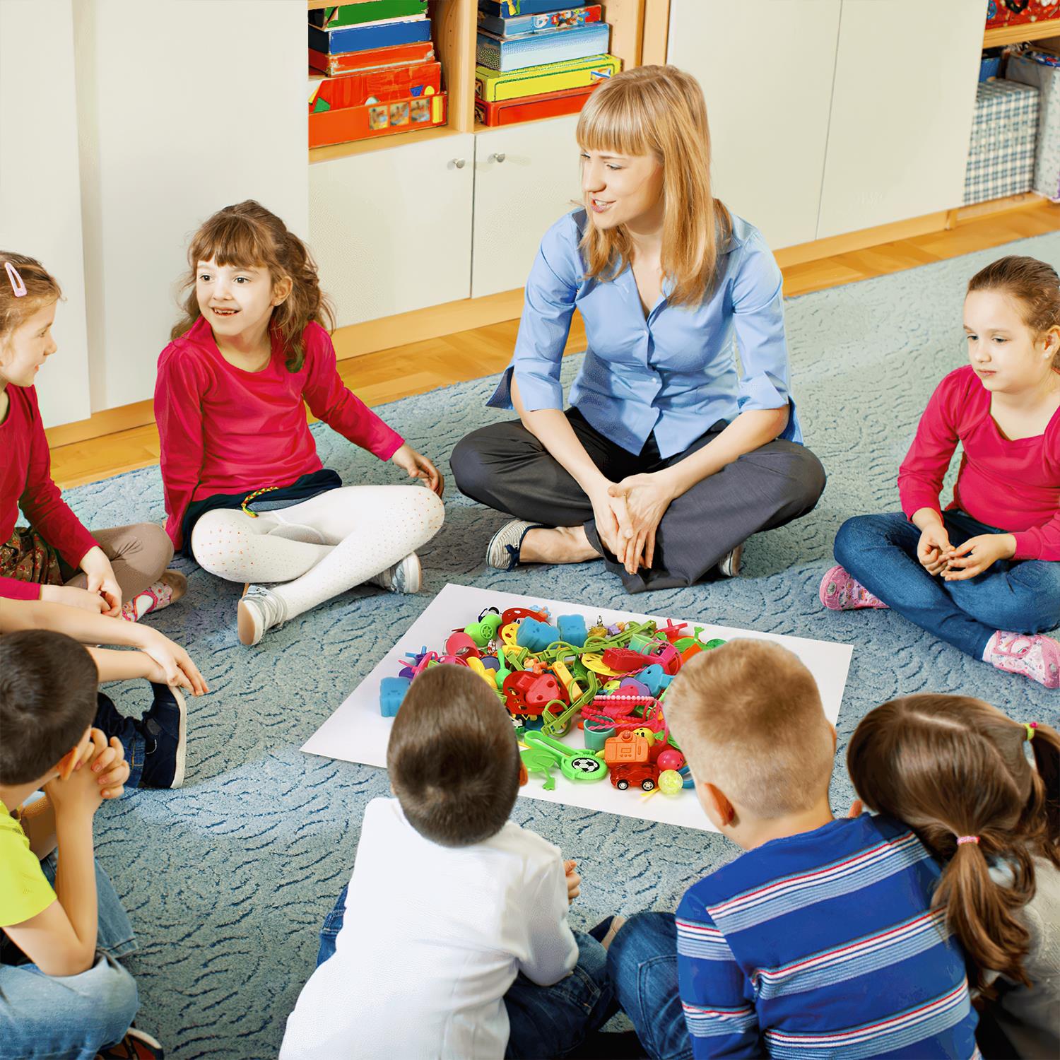 120-piece eco-friendly party bag favor pack by SOKA Play Imagine Learn featuring 24 unique designs in bright colors.