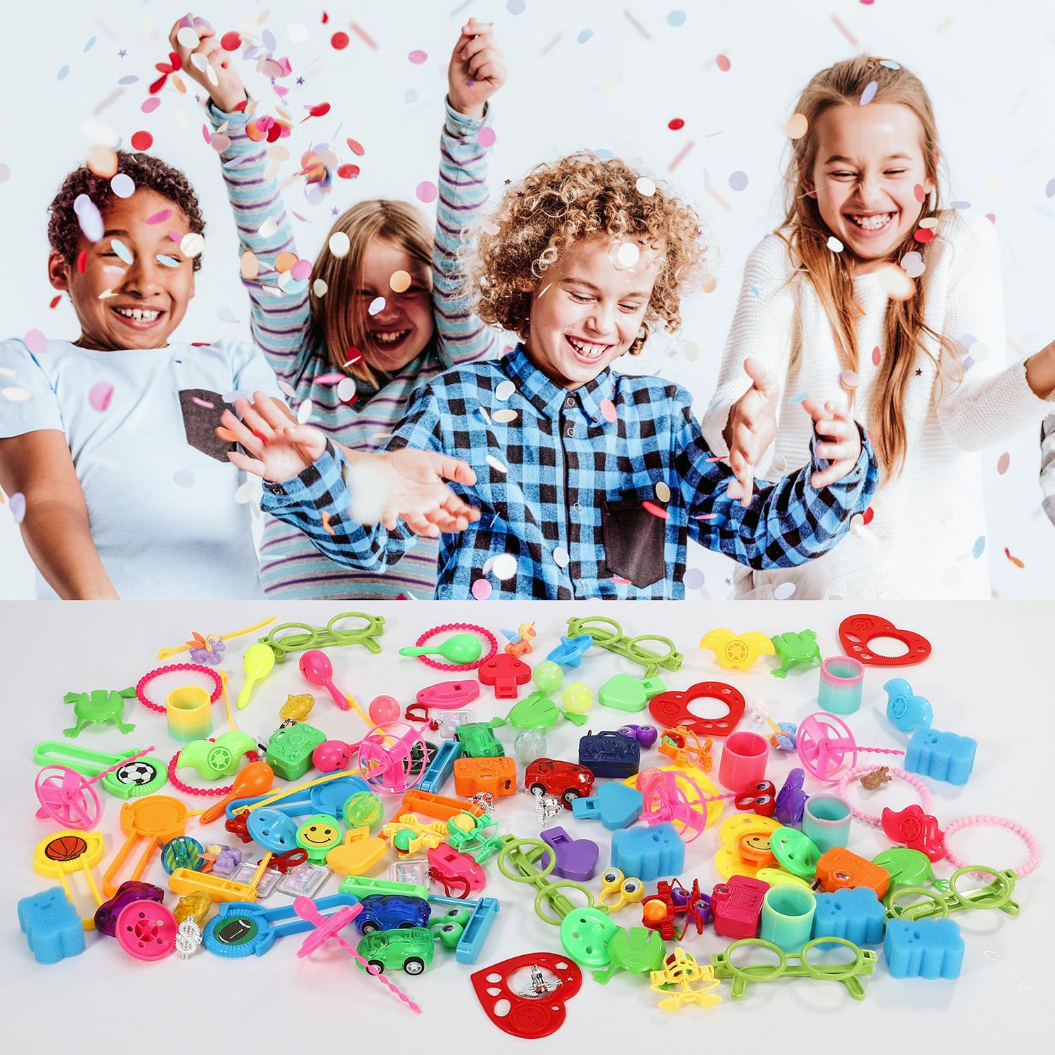 120-piece eco-friendly party bag favor pack by SOKA Play, featuring 24 unique designs for festive celebrations.