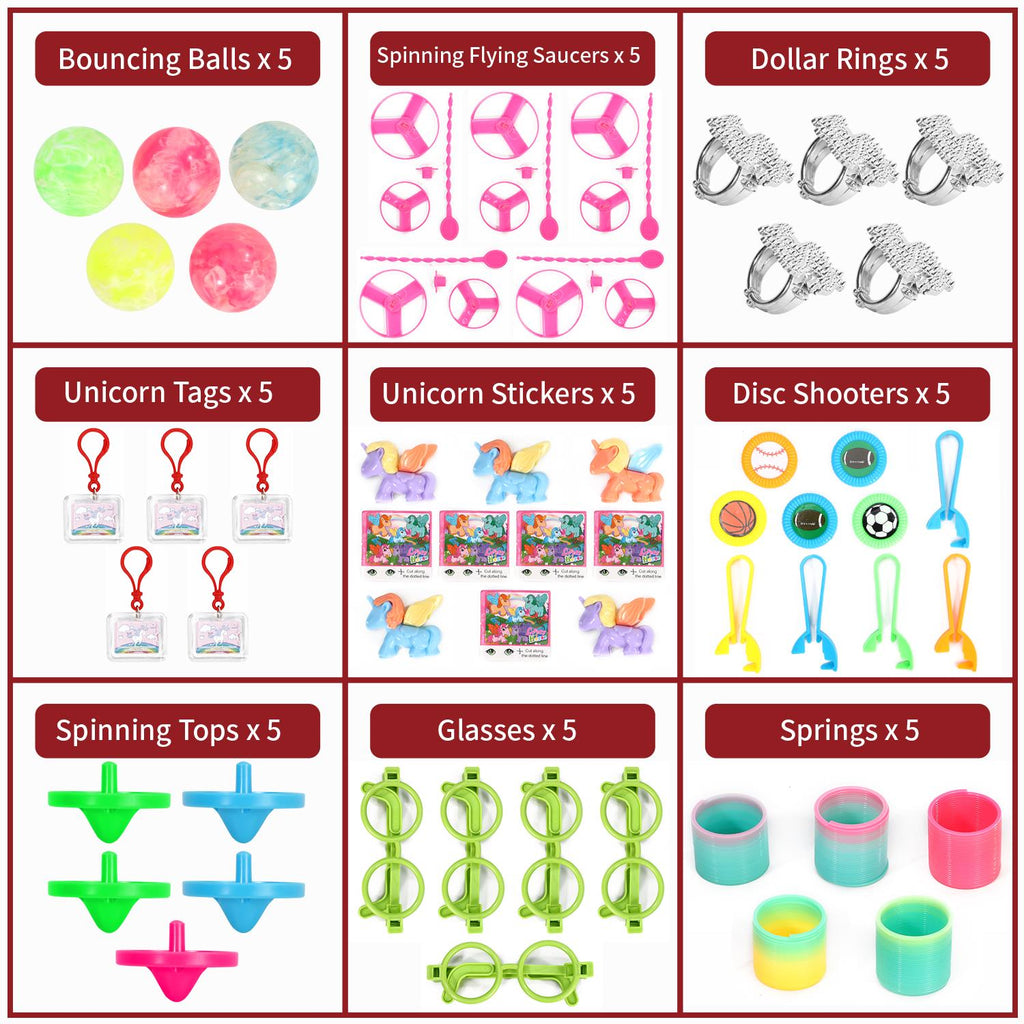 120-piece eco-friendly party bag favor pack by SOKA Play with 24 unique designs for kids' celebrations.