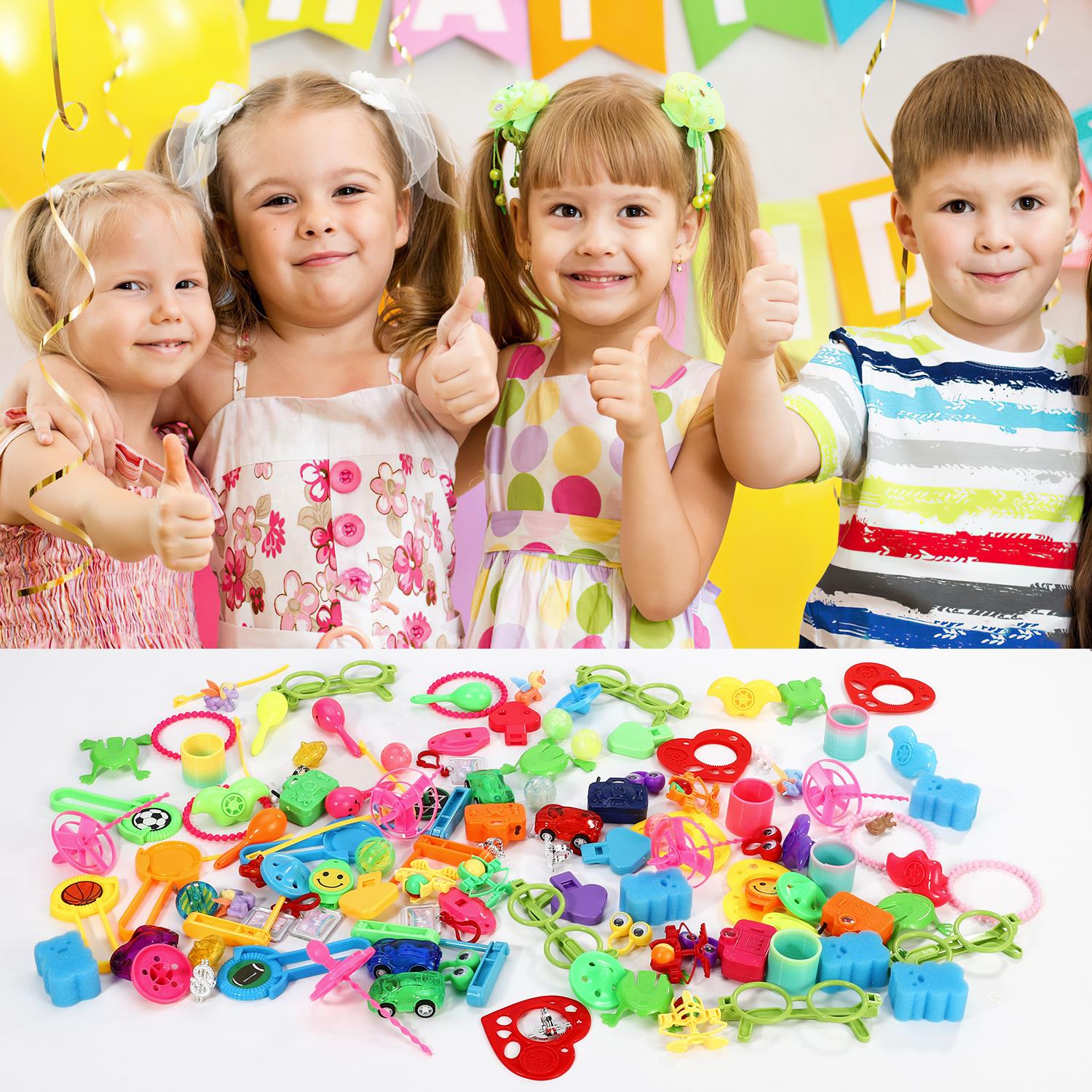 120-piece party bag favor pack by SOKA Play Imagine Learn, featuring 24 unique eco-friendly designs.