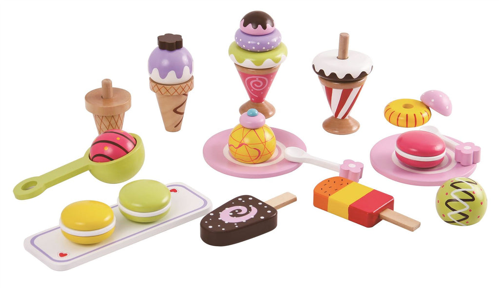 Colorful Lelin FunZone ice cream toy set with various scoops and cones, perfect for imaginative play.