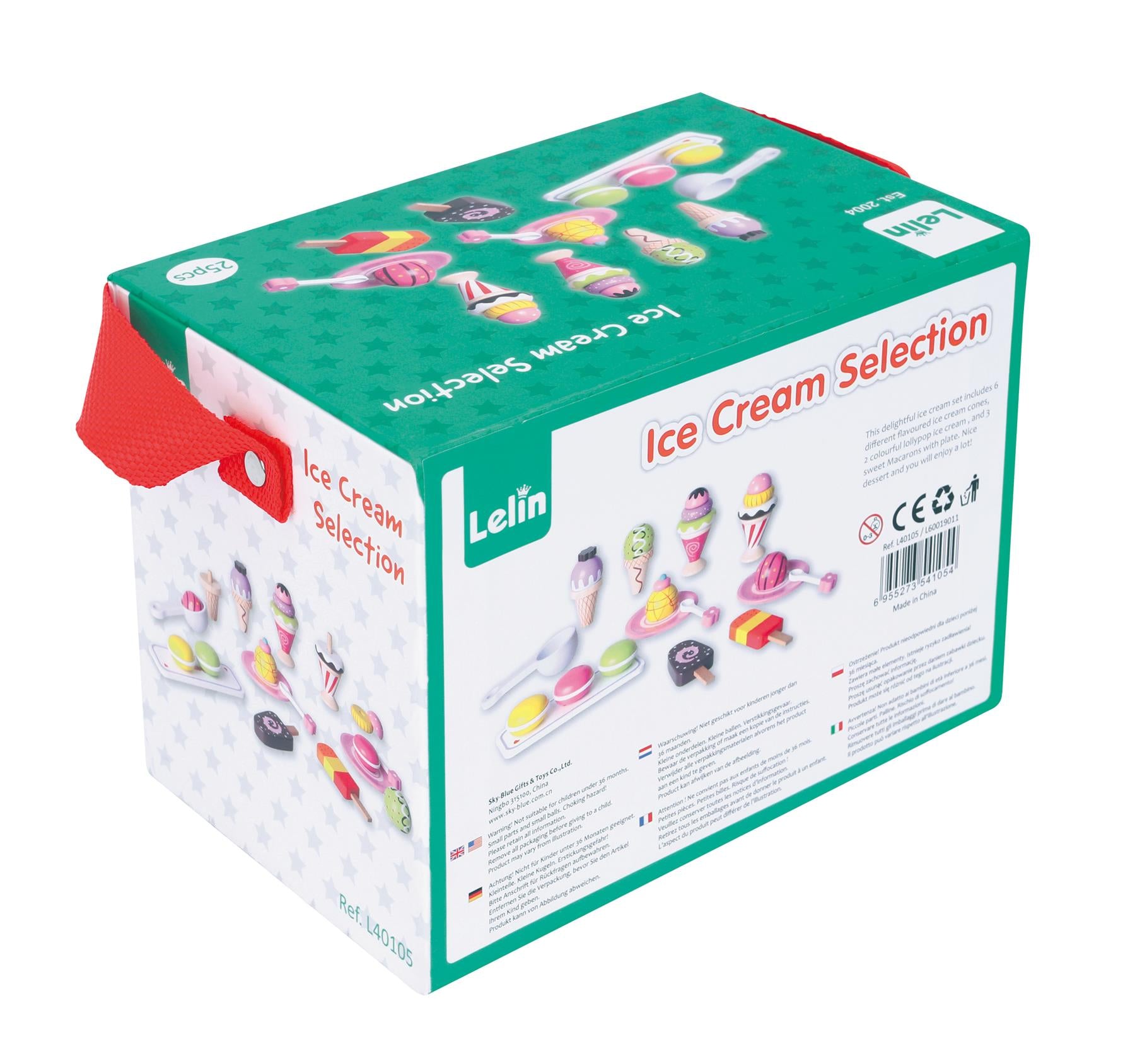 Lelin FunZone ice cream set L40105 featuring colorful ice cream scoops and cones on a playful display.